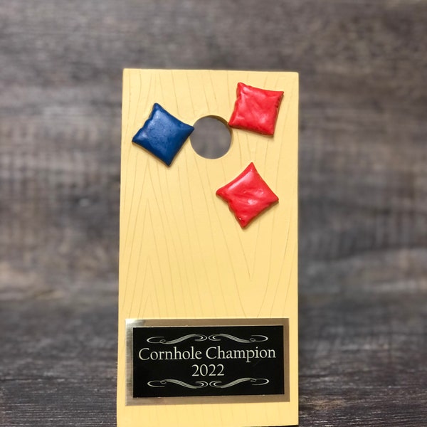 Cornhole Trophy Corn Hole Champion Personalized Trophy Bean Bag Toss Funny Trophy Gag Gift Summertime Family Game Camping Trip Trophy