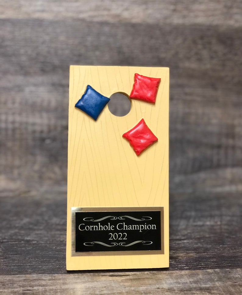 Two Cornhole Trophies Corn Hole Champions Personalized Trophy Etsy