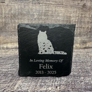 Cat Memorial Stone Pet Kitty Memory Stone Pet Loss Gift Grave Marker Remembrance Stone Memorial Plaque Slate Custom Engraved