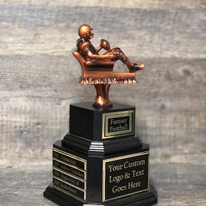 FFL Trophy Fantasy Football League Trophy Gold Armchair Quarterback Custom Personalized Perpetual 6 or 12 Year Championship Award Winner