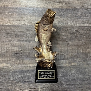 Bass Fish Trophy Fishing Trophy Fishing Derby Tournament Trophy Award Biggest Bass Fish Personalized Trophy Biggest Fish Competition Winner