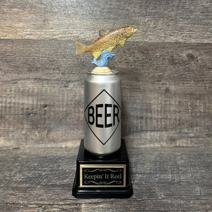 Fishing Trophy Award Funny Trophy Biggest Bass Tournament Derby Trophy HAND PAINTED Trout #1 Master Baiter Award Gag Gift Beer Challenge