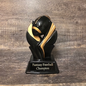 Fantasy Football Trophy FFL Black & Gold Football Champion Winner Fantasy League Custom Trophy Sports Award  Free Engraving