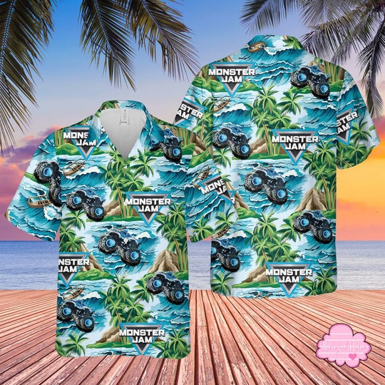 Megalodon Monster Truck Summer Hawaiian Shirt