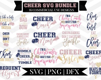 Cheer SVG Bundle, Cheerleader Cut Files, Cut File Bundle, Cheerleader SVG, Cheer quote file, Cheer svg, png, for Silhouette, Cricut