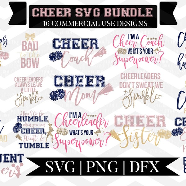 Cheer SVG Bundle, Cheerleader Cut Files, Cut File Bundle, Cheerleader SVG, Cheer quote file, Cheer svg, png, for Silhouette, Cricut