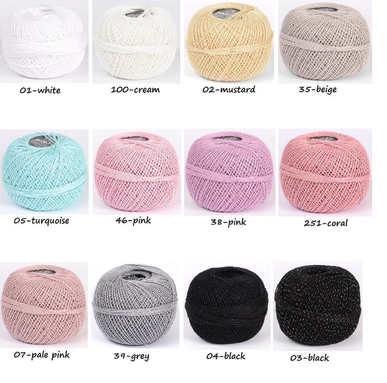 Crochet Thread Metallic Crochet Thread Crochet Cotton Etsy
