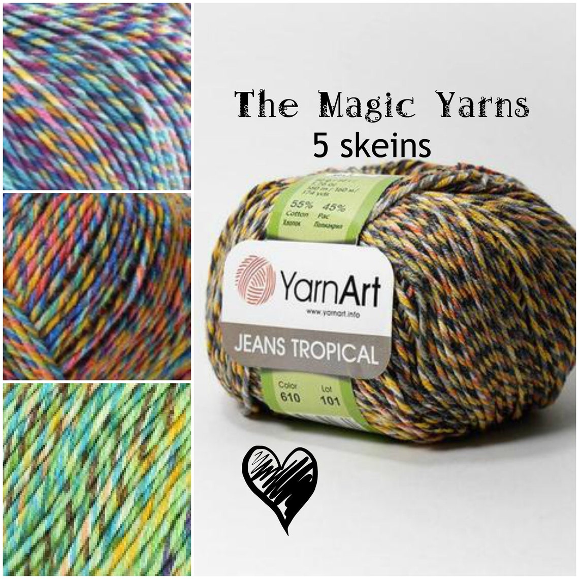 Yarn Art Jeans Tropical Set of 5 Skeins Variegated Yarn Etsy UK