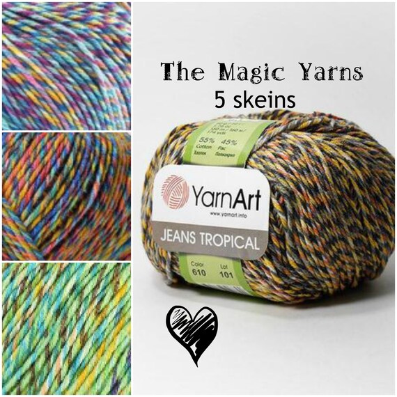 Yarn Art Jeans Tropical Set of 5 Skeins Variegated Yarn Etsy
