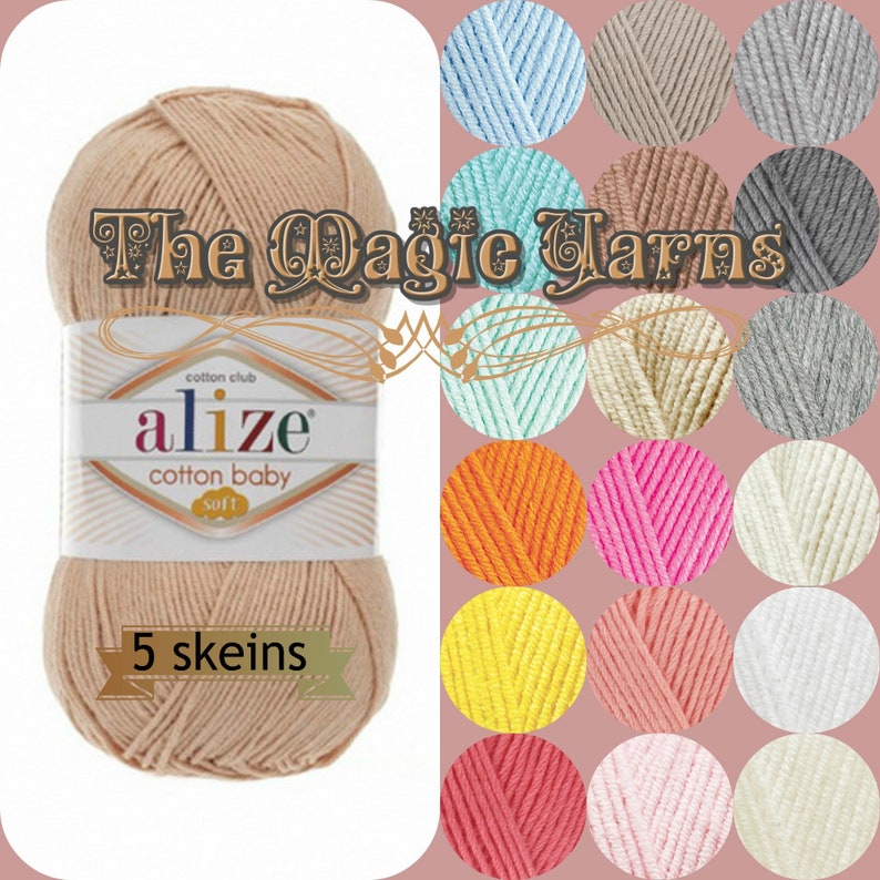 Alize COTTON BABY SOFT cotton baby yarn baby yarn baby crochet yarn baby knitting yarn dk yarn soft baby yarn Set of 5 skiens