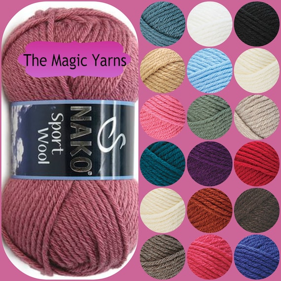 Wool Yarn NAKO SPORT WOOL, Chunky Yarn, Bulky Yarn, Size 5, Suitable for  Knitted Accessories Hats, Scarfs, Mittens or Cardigans -  Denmark