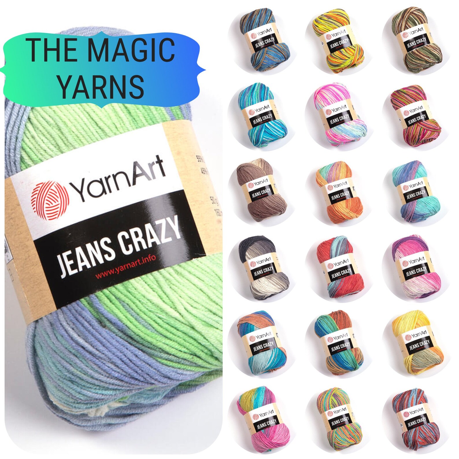 Yarn Art Jeans Crazy 50gr 160 Mt Sport Weight Variegated Etsy