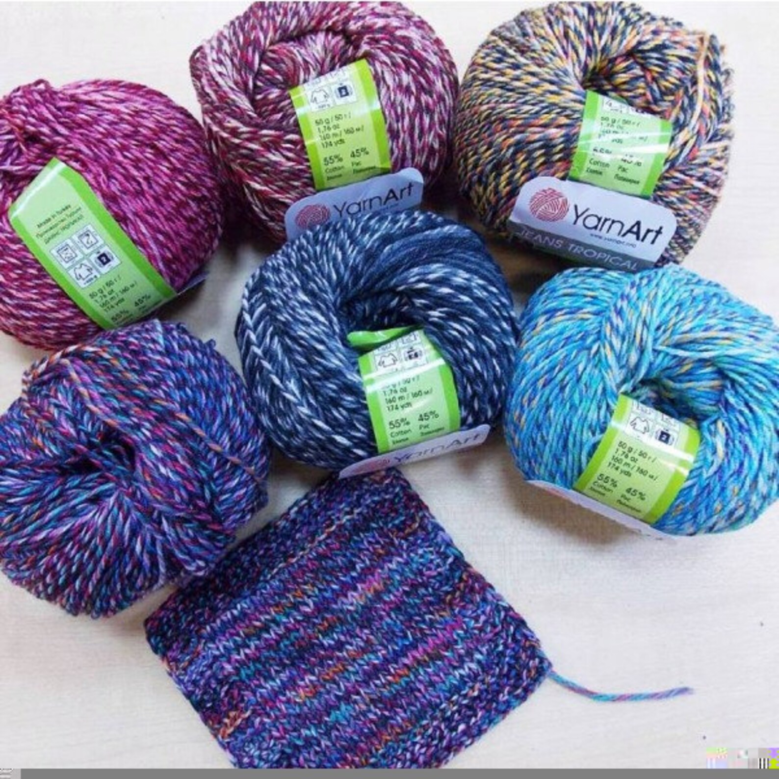 Yarn Art Jeans Tropical Set of 5 Skeins Variegated Yarn Etsy UK