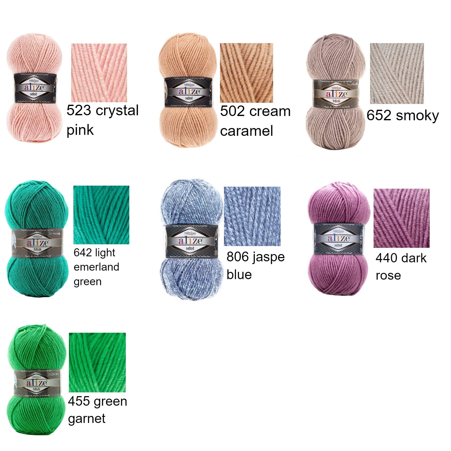 Alize Superlana Midi-set of 5 Skeins Wool Blend Yarn Aran - Etsy