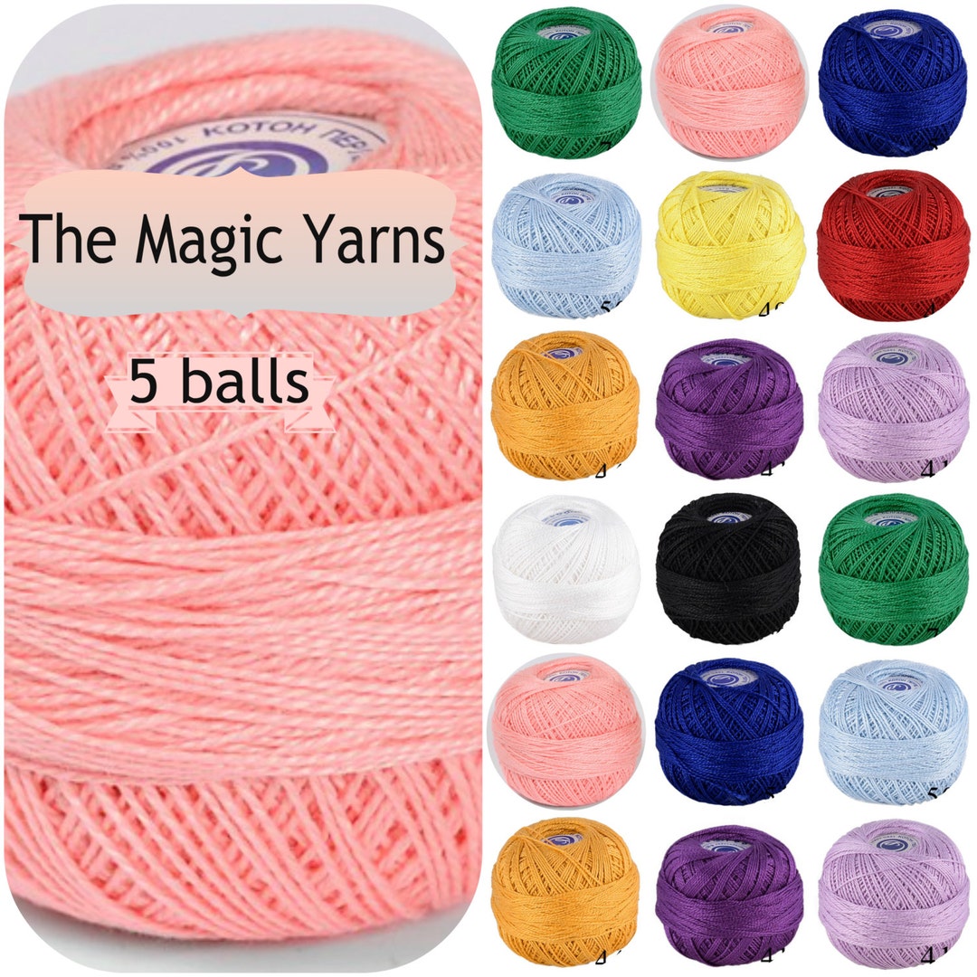 Crochet Threadmerserized COTTON, Size 5,set of 5 Balls,cotton Perle