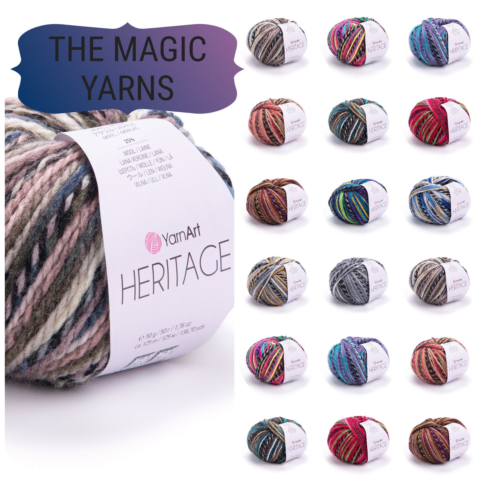 YARNART AMBIANCE Multicolor Knitting Yarn, Gradient Yarn, Wool Yarn,  Acrylic Yarn, Shawl Yarn, Soft Yarn, 20% Wool, 3.52 Oz, 273.40 Yds 