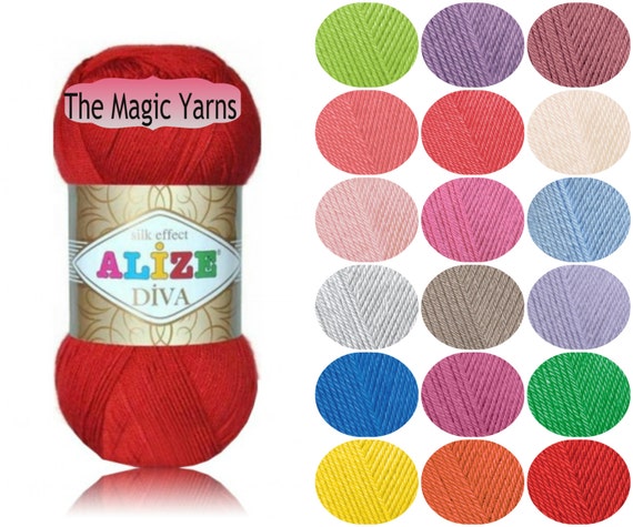 Alize Diva Silk Effect Microfiber Acrylic Yarn Sport -  Finland