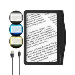 Rechargeable 5X Large Ultra Bright LED Page Magnifier with 3 Color Modes