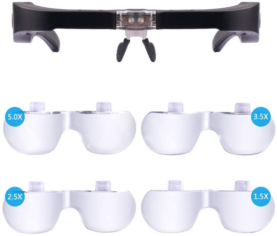 LED Light Dual Glasses-style Head-mounted Magnifying Glass Lens