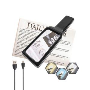 Rechargeable 6X Magnifying Glass with [10 Fully Dimmable LEDs]-Evenly Lit Viewing Area-The Best Magnifier for Small Prints & Objects