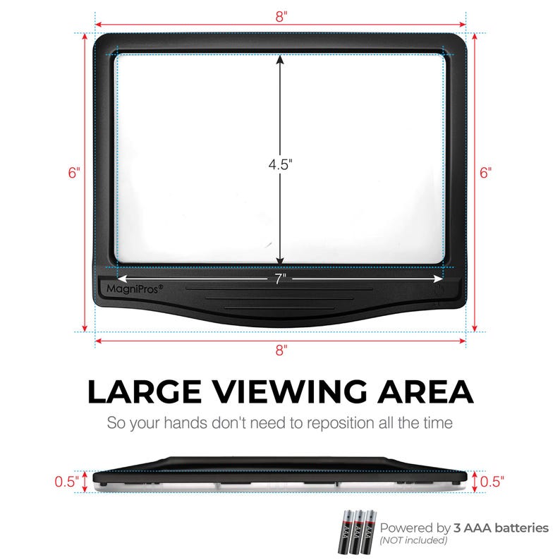 5X Large Page Magnifier With 24 Anti-glare Dimmable Leds (provide More ...