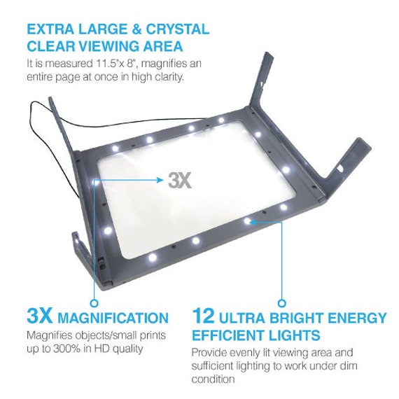 Full Page 8 x 10 Magnifier LED Illuminated Floor Lamp