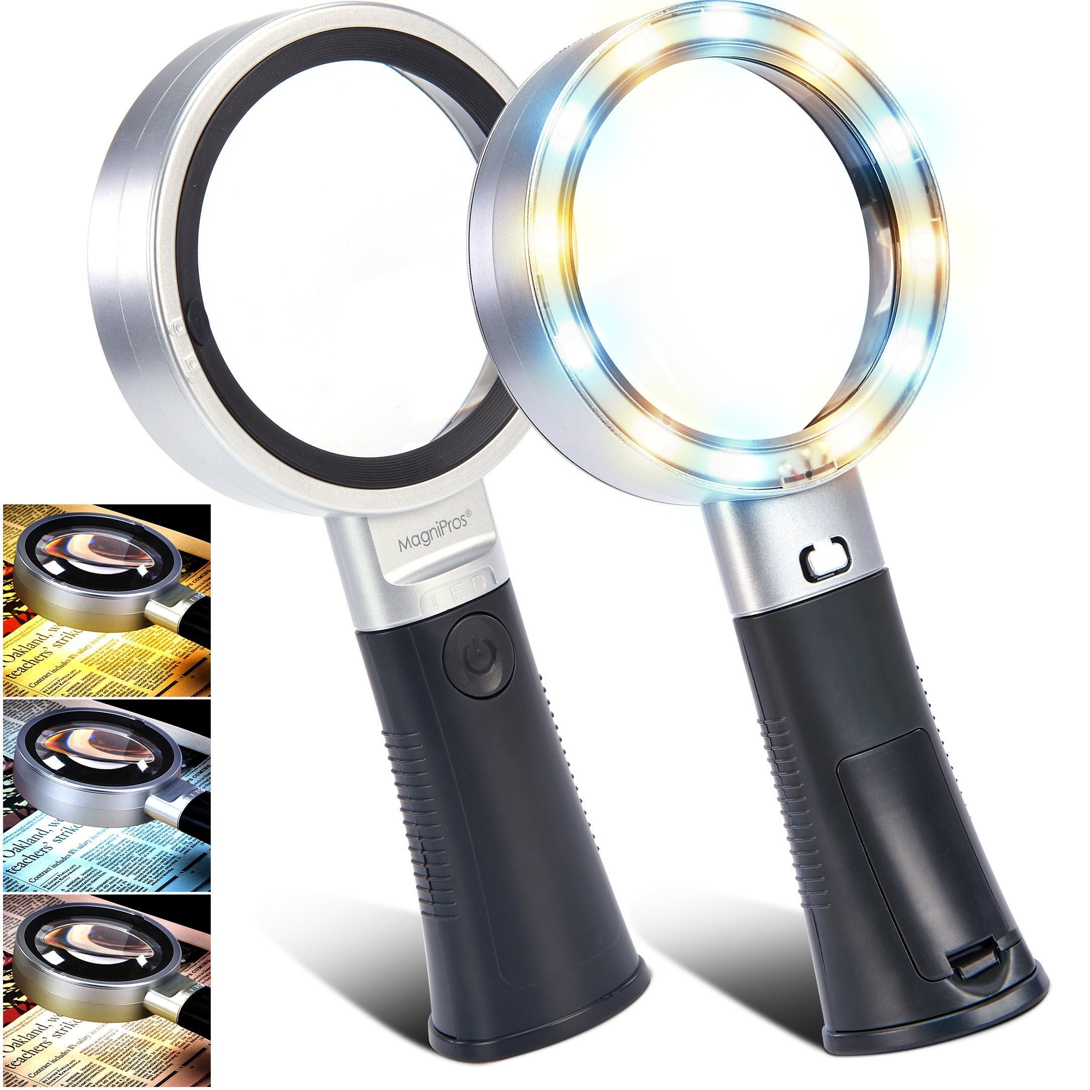 Large 10x Handheld Magnifying Glass With Led And Uv Light, Jumbo