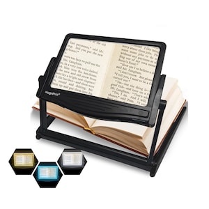 5x Large LED Magnifier with 3 Color Modes & Detachable Stand for Low Vision and Crafts, Hobbyists