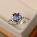 Lab alexandrite ring, emerald cut alexandrite