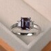Alexandrite ring, natural white topaz ring, wedding ring, emerald cut gemstone, sterling silver ring, June birthstone