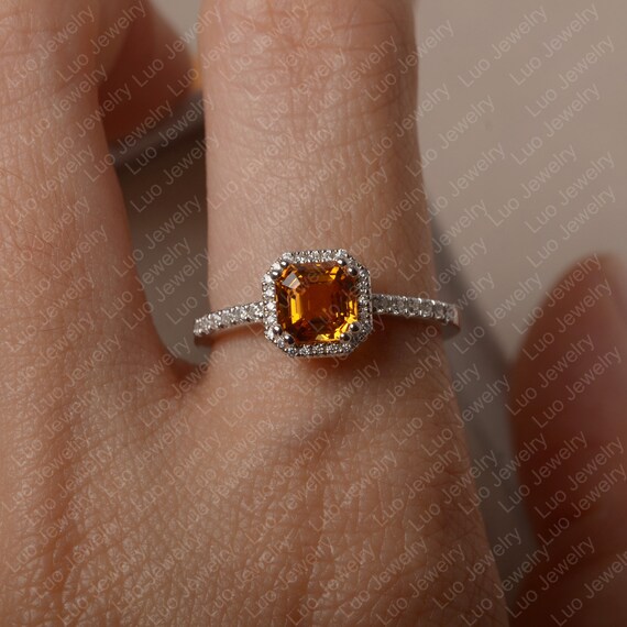 Asscher cut citrine ring best sale