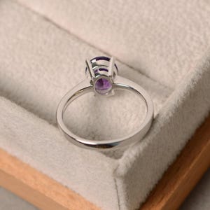 Purple amethyst ring, sterling silver, February birthstone ring, solitaire ring image 3