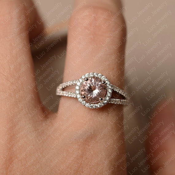 モルガナイトリング、スターリングシルバー、女性用結婚指輪、ラウンド