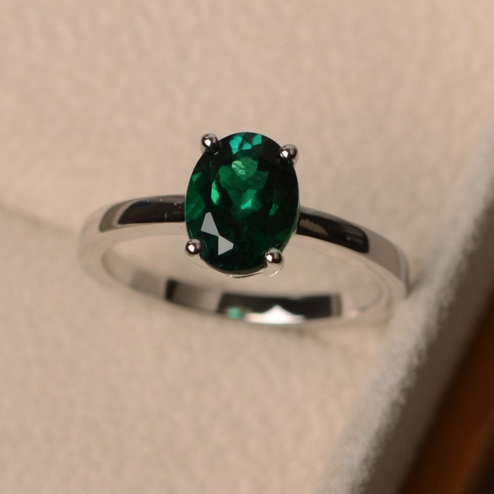 Lab Emerald Ring May Birthstone Ring Green Gemstone Ring - Etsy