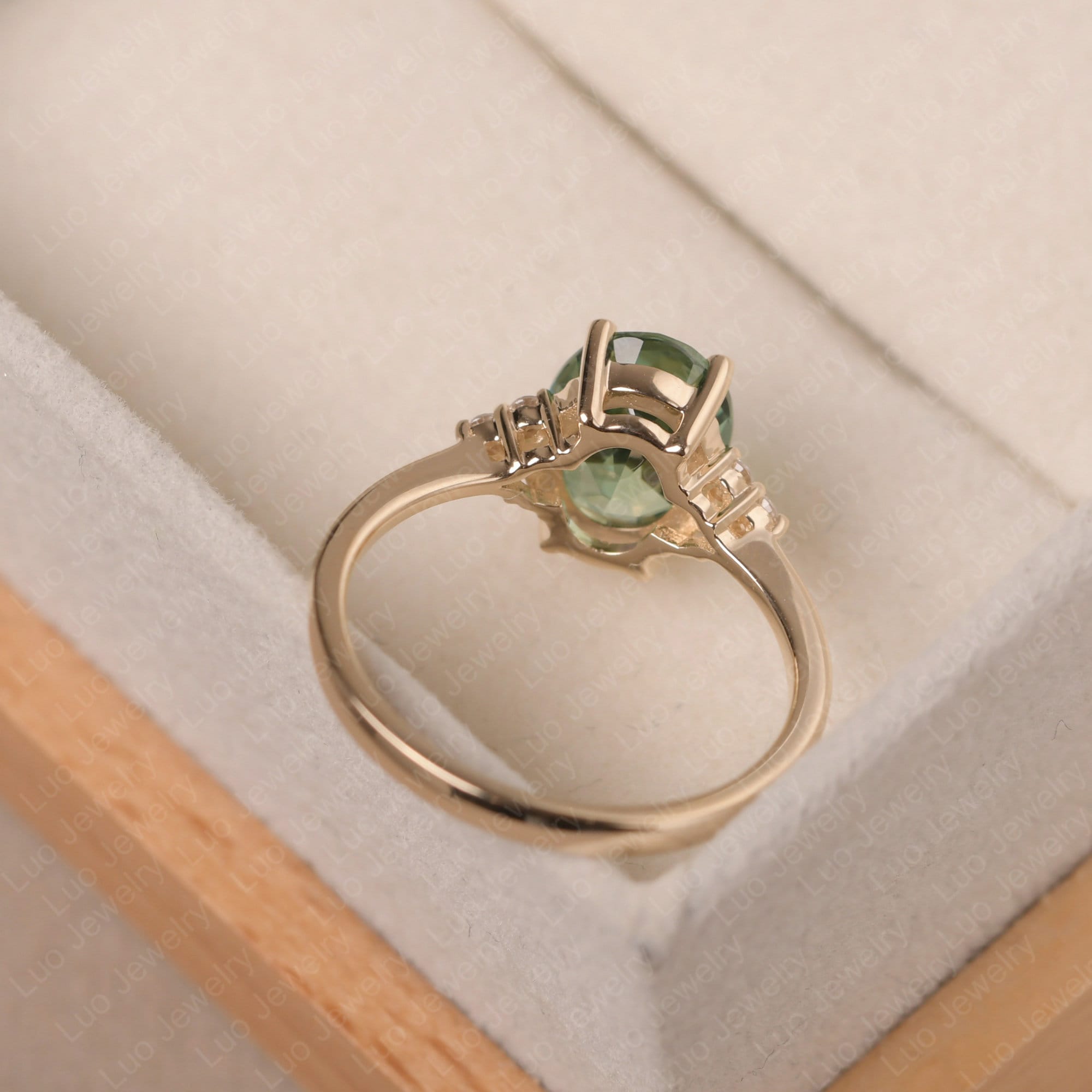Delicate Vintage Engagement Ring Green Sapphire Yellow Gold Etsy