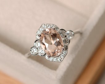 ヴィンテージ モルガナイト リング スターリングシルバー ハロー