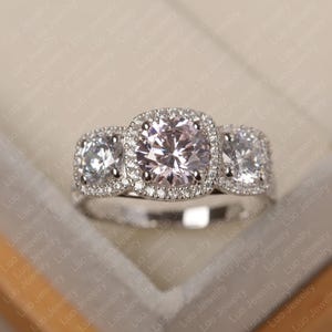 Morganite ring,pink stone ring, morganite rose gold ring,morganite engagement ring,round cut ring
