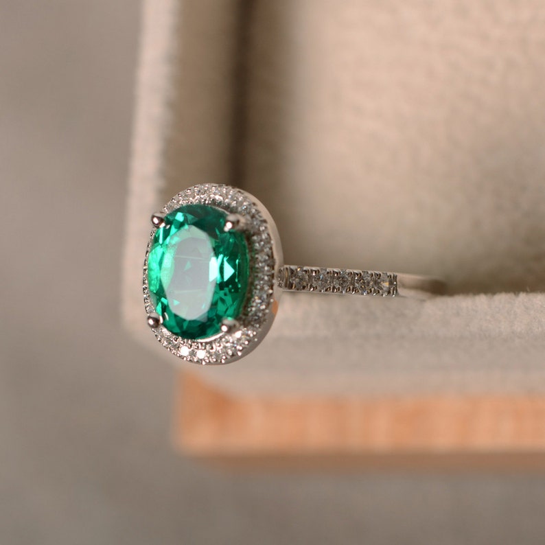 Lab Emerald Ring Sterling Silver May Birthstone Promise Etsy UK
