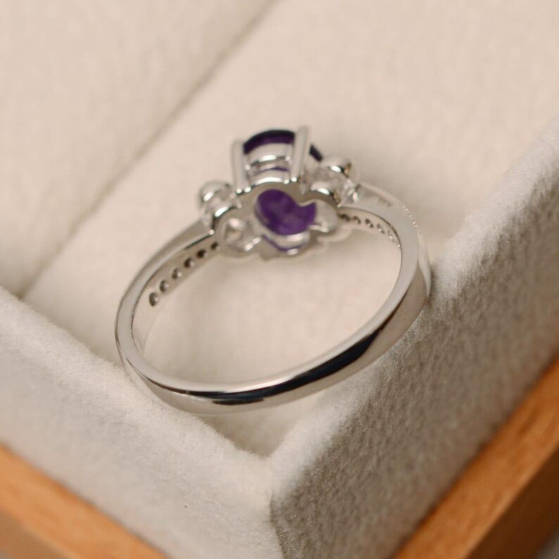 Bague améthyste, taille ovale, améthyste violette, bague en pierre précieuse améthyste image 4