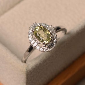 Lemon quartz ring, natural yellow crystal ring, oval cut gemstone ring, sterling silver ring,engagement ring