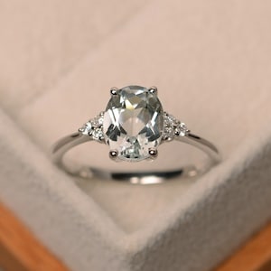 White topaz ring, sterling silver, oval cut white topaz ring, engagement ring, Novmber birthstone ring