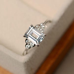 White topaz ring, promise ring, silver