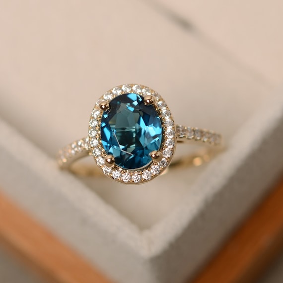 Blue topaz rings yellow cheap gold