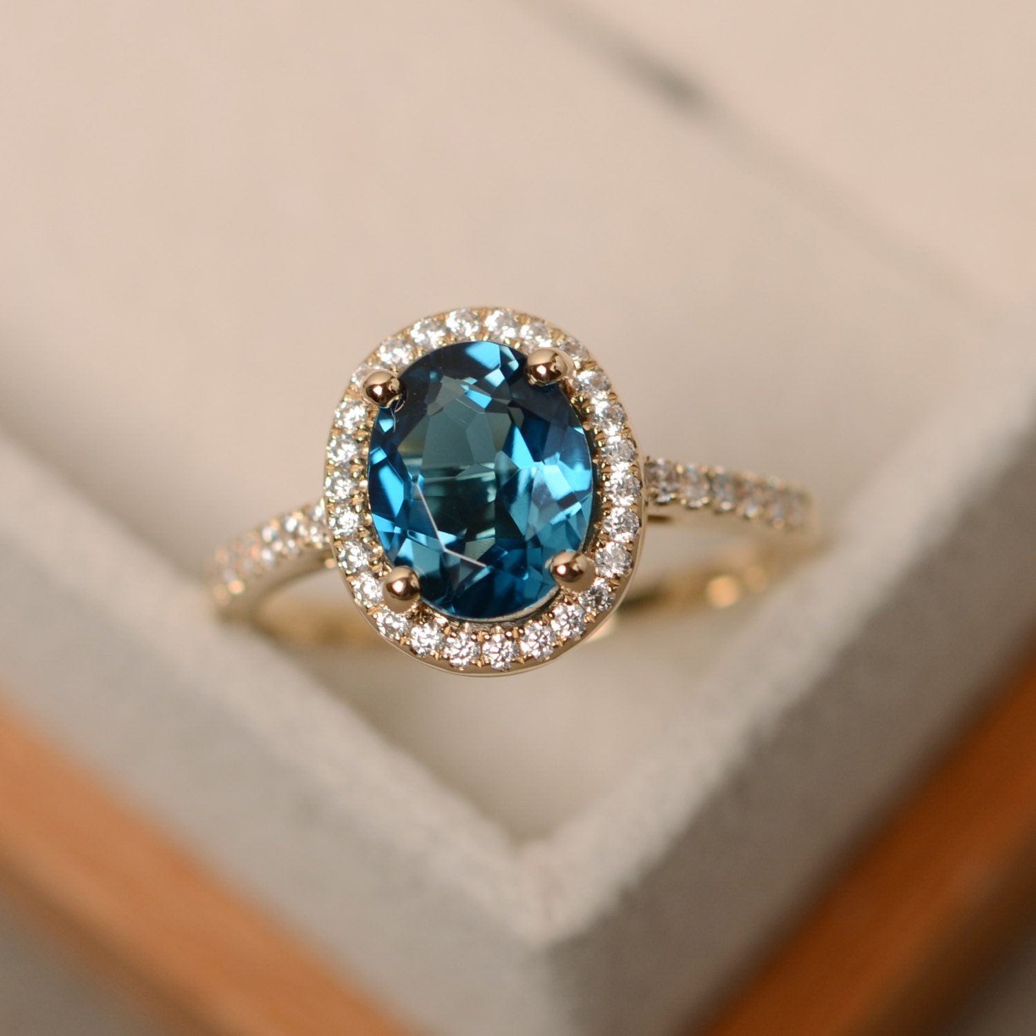 18k Rose Gold Custom Blue Topaz And Diamond Engagement Ring #102907 -  Seattle Bellevue | Joseph Jewelry