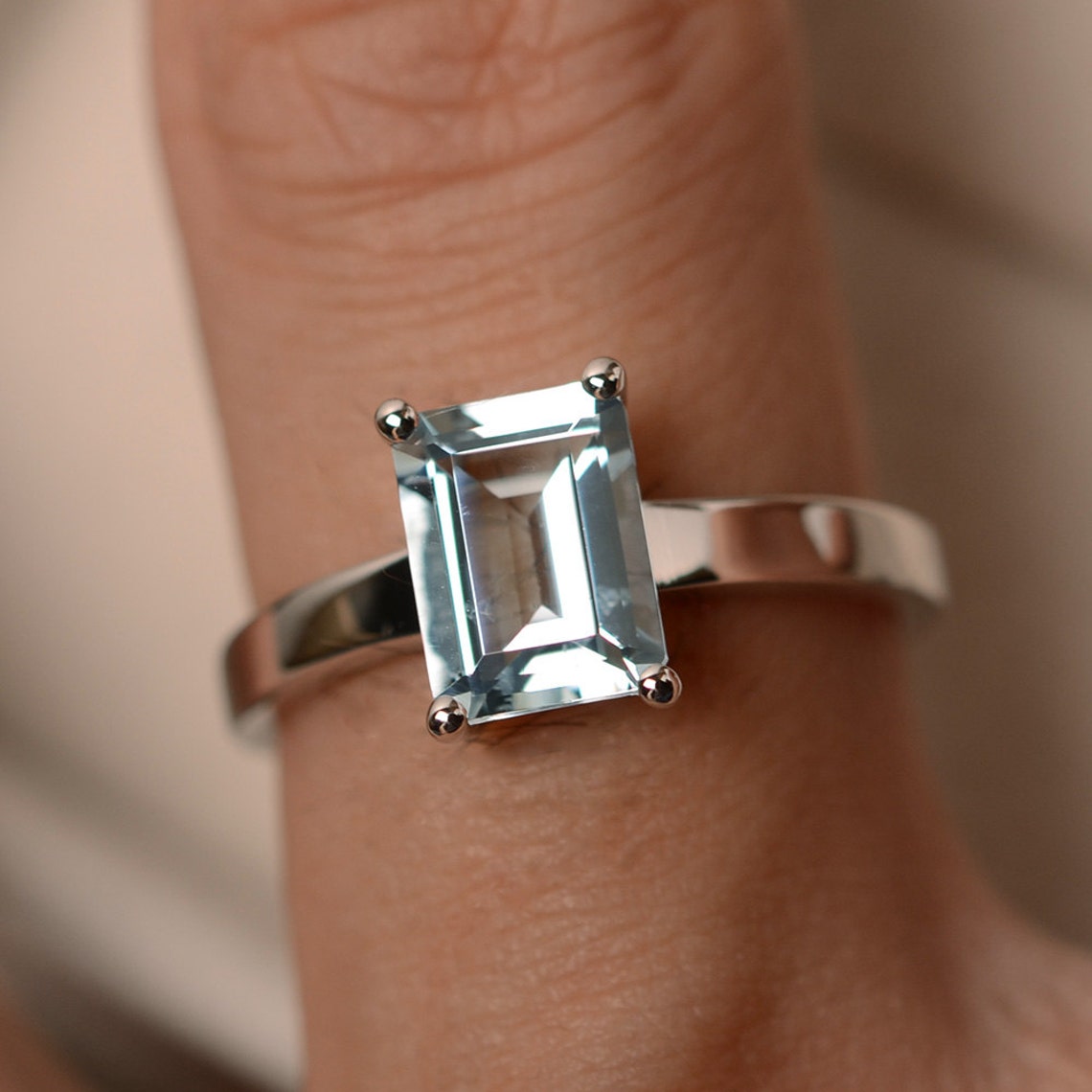 Raw Aquamarine Solitaire Ring
