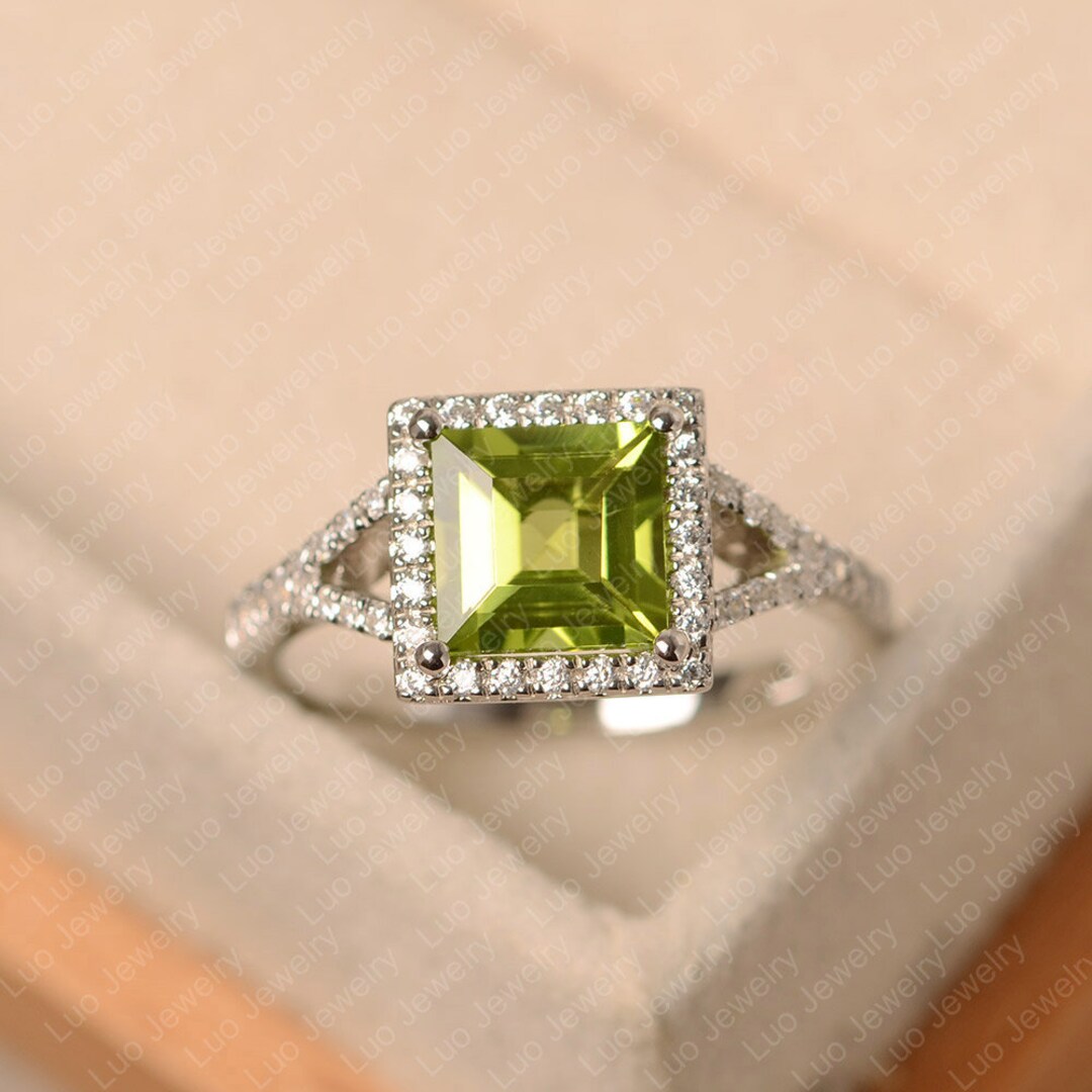 Square cut peridot ring discount