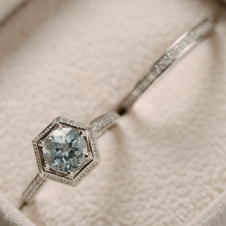 Natural aquamarine ring, March birthstone, engagement ring, promise ring for her image 2