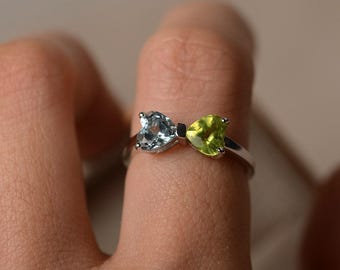 Sterling Silver Emerald Cut Gemstone Halo Ring - Natural Aquamarine, Garnet, Or Peridot - View #8