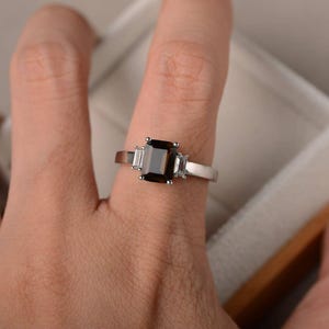 Cocktail party ring, natural smoky quartz ring, emerald cut brown gemstone, sterling silver ring image 4