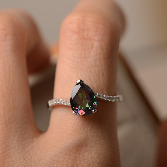 Pear shaped mystic topaz deals ring